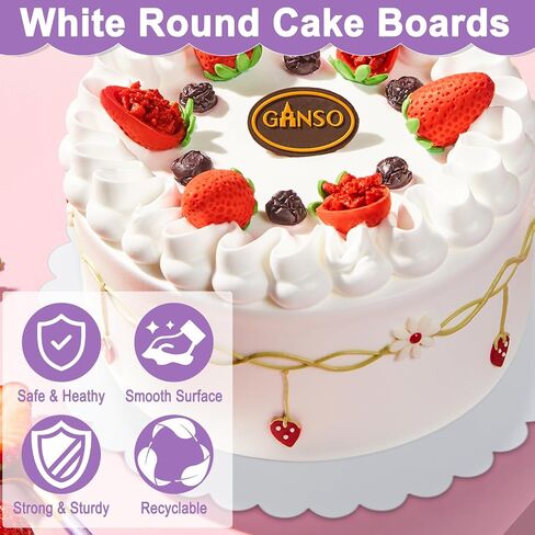 12 PCS White Cake Boards, 12 and 10 inch Food Grade Round Cardboard Base for Cakes DIY, Scalloped Edge Circles Disposable Oil-proof Cake Plate for Pizza, Dessert, Baking, Wedding, Birthday in Saudi Arabia
