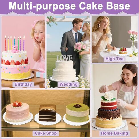 12 PCS White Cake Boards, 12 and 10 inch Food Grade Round Cardboard Base for Cakes DIY, Scalloped Edge Circles Disposable Oil-proof Cake Plate for Pizza, Dessert, Baking, Wedding, Birthday in Saudi Arabia