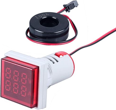عرض LED Voltmeter ، متر جهد AC ، 22 مم مربع لوحة العرض المزدوجة Voltmeter Ammeter AC 0-100A 60-500V متر مؤشر ، كاشف تيار اختبار الجهد (الأخضر) in Saudi Arabia