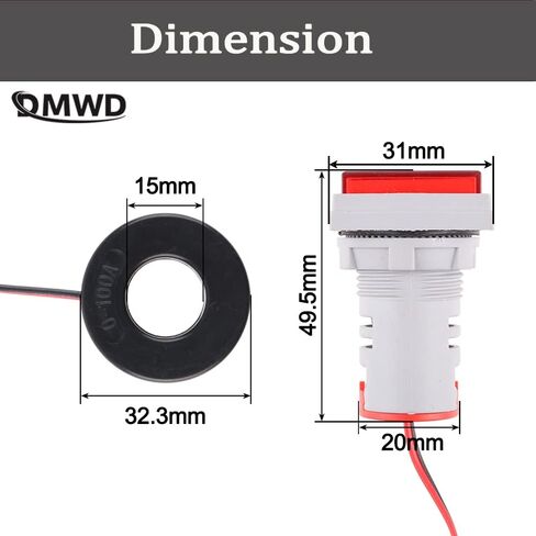 عرض LED Voltmeter ، متر جهد AC ، 22 مم مربع لوحة العرض المزدوجة Voltmeter Ammeter AC 0-100A 60-500V متر مؤشر ، كاشف تيار اختبار الجهد (الأخضر) in Saudi Arabia