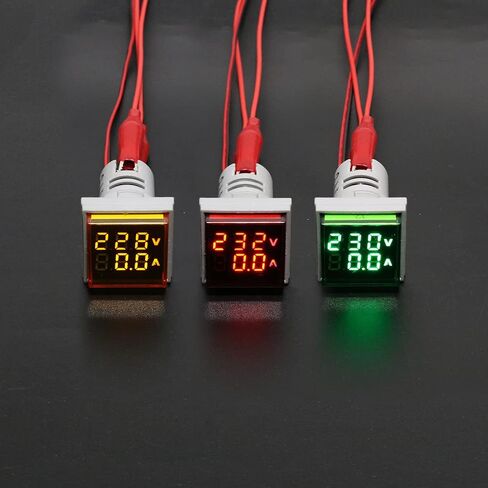 عرض LED Voltmeter ، متر جهد AC ، 22 مم مربع لوحة العرض المزدوجة Voltmeter Ammeter AC 0-100A 60-500V متر مؤشر ، كاشف تيار اختبار الجهد (الأخضر) in Saudi Arabia