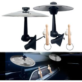 Car Crash Cymbal with Free Drumstick & Holder - Clip-On Mini Drum Cymbal for Car Air Vent, Fun Musical Accessory for Drivers, No Tools Needed, Fits All Vehicles (Silver, 1PC) in Kuwait
