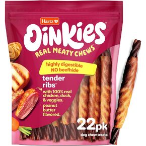 Hartz Oinkies Chickentastic Tender Bullies Dog Treats with Real Chicken Breast & Real Beef Bully Stick Flavor, Highly Digestible and Rawhide-Free, 20 Count in Kuwait