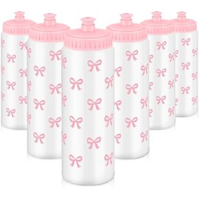 Honeydak 6 PCS زجاجة ماء من القوس الوردي 20 أوقية قوس وردي كوب مائي مع سحب هدايا الغطاء العلوي للنساء in Kuwait