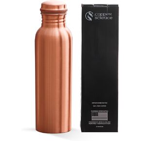 Pure Copper Water Bottle – 34Oz (1000 ml) – Handcrafted Smooth Finish Design, Leak-Proof – 100% Pure Copper Ayurvedic Metal Water Bottle for Benefits & Wellness in Saudi Arabia