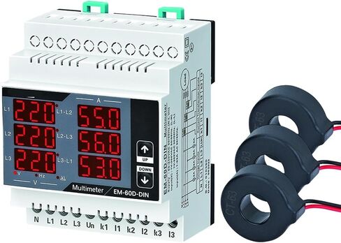 يحتوي مقياس EM-XXD-DIN الرقمي على 3 C.T ثلاث طور Volt (L-L) (L-N) عرض تسلسل تردد AMPERE 1PCs (60D (1-63A)) in Saudi Arabia