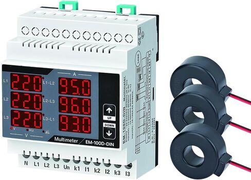 يحتوي مقياس EM-XXD-DIN الرقمي على 3 C.T ثلاث طور Volt (L-L) (L-N) عرض تسلسل تردد AMPERE 1PCs (60D (1-63A)) in Saudi Arabia