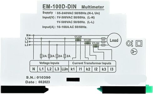 يحتوي مقياس EM-XXD-DIN الرقمي على 3 C.T ثلاث طور Volt (L-L) (L-N) عرض تسلسل تردد AMPERE 1PCs (60D (1-63A)) in Saudi Arabia