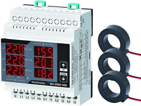 يحتوي مقياس EM-XXD-DIN الرقمي على 3 C.T ثلاث طور Volt (L-L) (L-N) عرض تسلسل تردد AMPERE 1PCs (60D (1-63A)) in Saudi Arabia