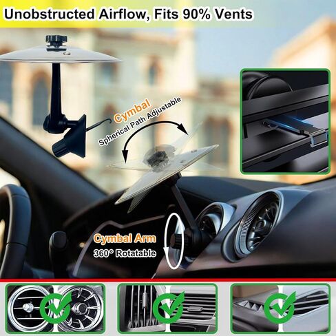 Car Crash Cymbal with Free Drumstick & Holder - Clip-On Mini Drum Cymbal for Car Air Vent, Fun Musical Accessory for Drivers, No Tools Needed, Fits All Vehicles (Silver, 1PC) in Kuwait