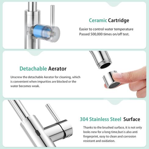 Crea Bar Bar Sink Faucet ، الحمام الأسود Facuets 1 3 ثقوب ، مقبض واحد حنفيات الحمام مع صفيحة سطح السفينة ، 360 درجة من الفولاذ المقاوم للصدأ صنبور المطبخ الصغير للمربعة الصنبور الصغيرة in Saudi Arabia