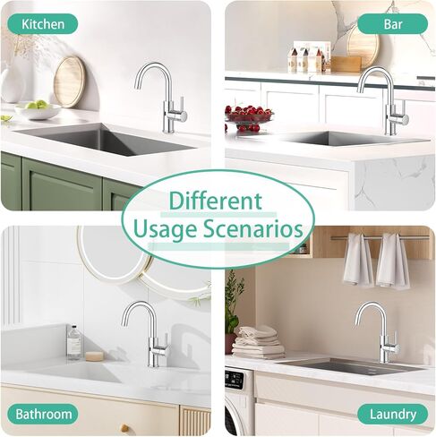 Crea Bar Bar Sink Faucet ، الحمام الأسود Facuets 1 3 ثقوب ، مقبض واحد حنفيات الحمام مع صفيحة سطح السفينة ، 360 درجة من الفولاذ المقاوم للصدأ صنبور المطبخ الصغير للمربعة الصنبور الصغيرة in Saudi Arabia