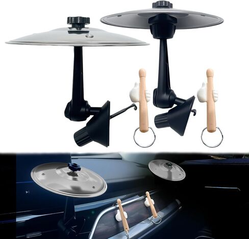 Car Crash Cymbal with Free Drumstick & Holder - Clip-On Mini Drum Cymbal for Car Air Vent, Fun Musical Accessory for Drivers, No Tools Needed, Fits All Vehicles (Silver, 1PC) in Kuwait