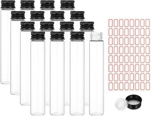 أنابيب اختبار Patikil 30mL مع أغطية ، 24 مساءً 22x120 مم حاويات أنبوب اختبار مسطح مسطحة مع غطاء بلاستيكي لحفلة حزب الحفلات بحمامات تخزين الملح العلمي (أسود) in Kuwait