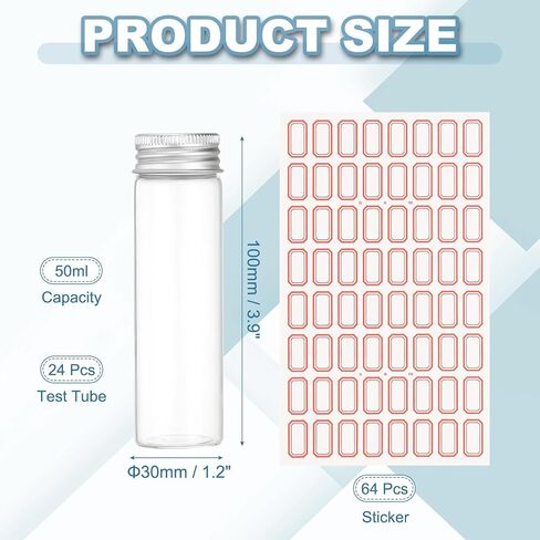 أنابيب اختبار Patikil 30mL مع أغطية ، 24 مساءً 22x120 مم حاويات أنبوب اختبار مسطح مسطحة مع غطاء بلاستيكي لحفلة حزب الحفلات بحمامات تخزين الملح العلمي (أسود) in Kuwait