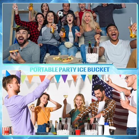 Tessco 12 Pcs Plastic Ice Buckets Clear Large Champagne Wine Cooler Bucket with Handle Portable Drinks Beverage Tubs Chiller Bin for Party Bar Wedding Beer Bottle(2.7L/2.8Quart) in Saudi Arabia