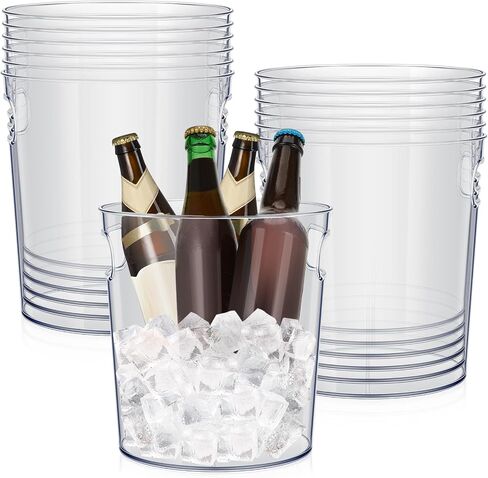 Tessco 12 Pcs Plastic Ice Buckets Clear Large Champagne Wine Cooler Bucket with Handle Portable Drinks Beverage Tubs Chiller Bin for Party Bar Wedding Beer Bottle(2.7L/2.8Quart) in Saudi Arabia