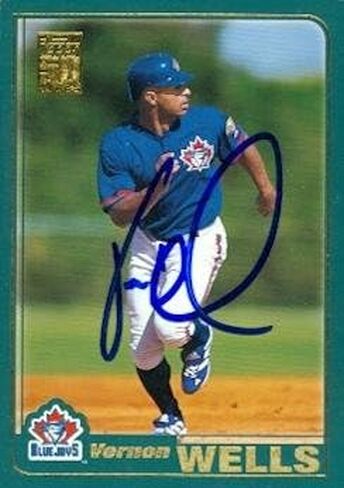 Autograph Warehouse 104467 Vernon Wells Autographed Baseball Card Toronto Blue Jays 2001 Topps No. 421 in Saudi Arabia