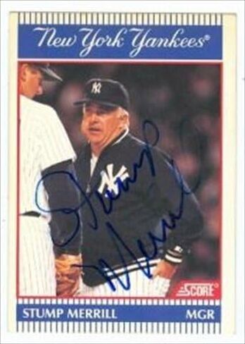 مستودع توقيعه 42336 Stump Merrill Card Baseball Card New York Yankees 1990 Pinstripes No. 1 in Saudi Arabia