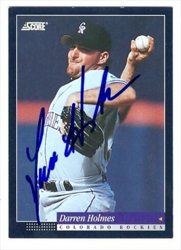 Autograph Warehouse 40517 Darren Holmes Autographed Baseball Card Colorado Rockies 1993 Score No. 207 in Saudi Arabia