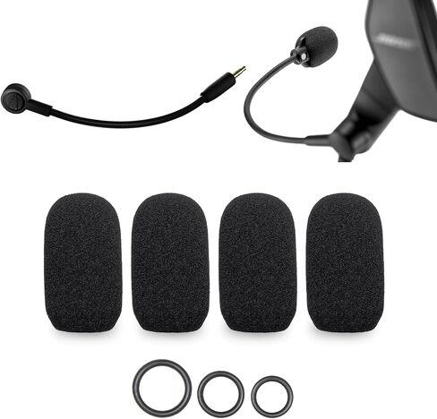 4-Pack Mic Foam Covers Compatible with Bose ProFlight Series 2, Audeze Maxwell, Xbox, PS5 Headsets + 12 O-Rings in 3 Sizes - For Various Mic Sizes - Microphone Windscreen Pop Filter in Saudi Arabia