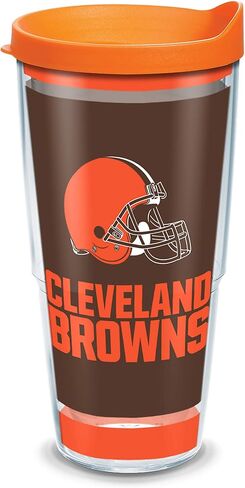 Tervis 1325570 NFL Cleveland Browns - Touchdown Tumbler مع التفاف وغطاء سفر برتقالي ، 24 أوقية - Tritan ، واضح in Saudi Arabia