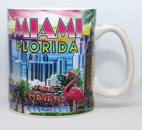 World by Shotglass Miami Florida Scene Mug القهوة الكبير 18 أوقية in Kuwait