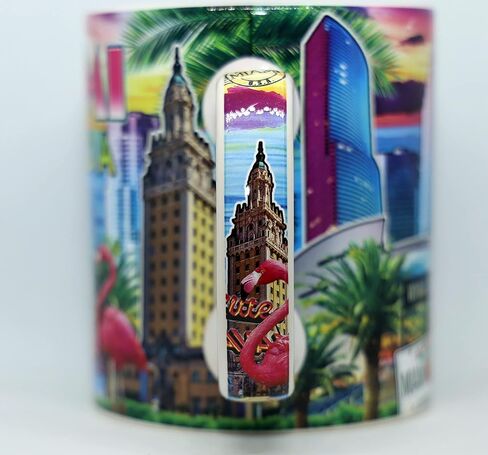 World by Shotglass Miami Florida Scene Mug القهوة الكبير 18 أوقية in Kuwait