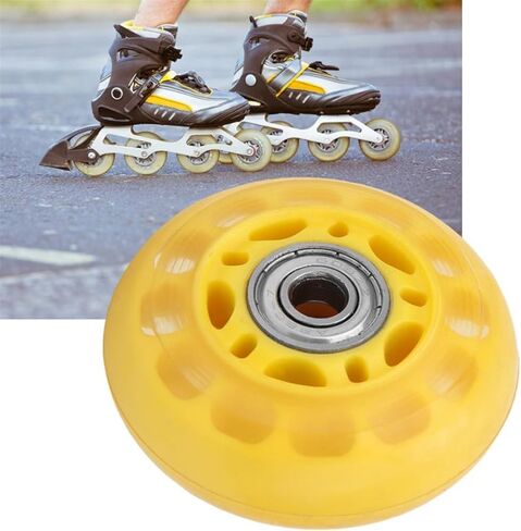 1Pcs 2.5in Yellow PU Mute Caster Wheel Luggage Cart Roller Skate Caster With 608ZZ Bearing in Saudi Arabia