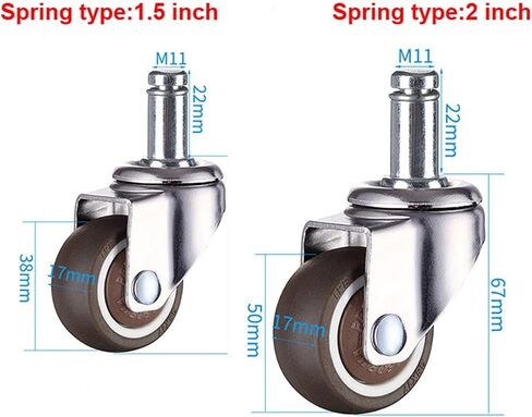 5Pcs Plug in Swivel Caster Wheels Dia 50mm Soft Rubber TPE Caster Wheels(Spring Type 1.5 inch) in Saudi Arabia