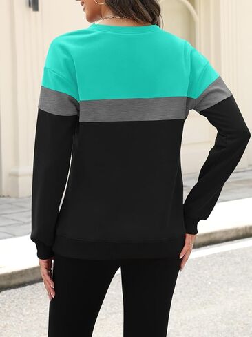 Womens Sweatshirts Half Zip Fleece Pullover Tops Color Block Quarter Zipper Hoodies Fall Winter Clothes in Kuwait