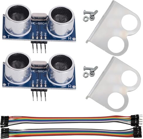 2PCS HC-SR04 Ultrasonic Sensor Module Ultrasonic ranging Module with 2PCS Housing Mounting Bracket + 10P Female to Female and 10P Male to Female Jumper Cable for Arduino in Kuwait