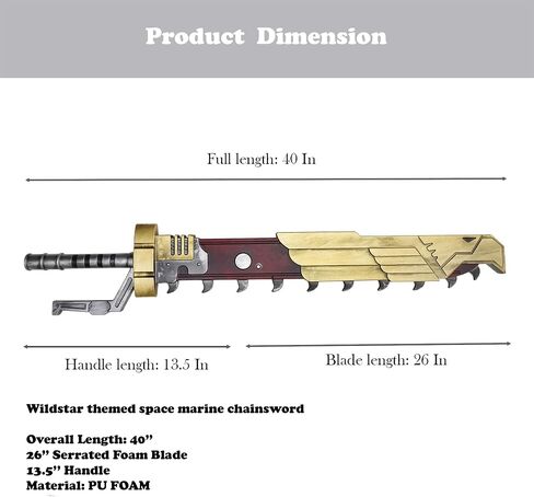 40 '' Fantasy Wh40k War Chainsaw Hammer Foam Sword مثالية لحفل حدث أزياء ألعاب Videog in Kuwait