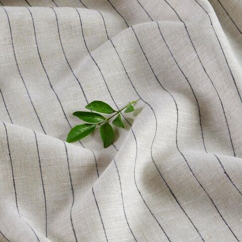 Solino Home Linen Table Table Runner 90 Inted - Pinstripe ، 100 ٪ Linen Pure Natural و Whit in Kuwait