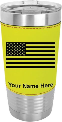LASERGRAM 20oz فراغ معزول القدح ، علم الولايات المتحدة ، نقش مخصص (جلد فو ، ريفي) in Saudi Arabia