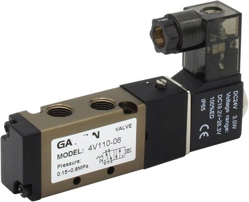 4v110-06 5 Way 2 الموضع 1/8inch الصمام الملف اللولبي الهوائي DC 24V DC 12V AC 110V AC220V مع 4 مم 6 مم 8 مم 1PC (تركيبات 6 مم-03،4V110-06 DC12V) in Saudi Arabia