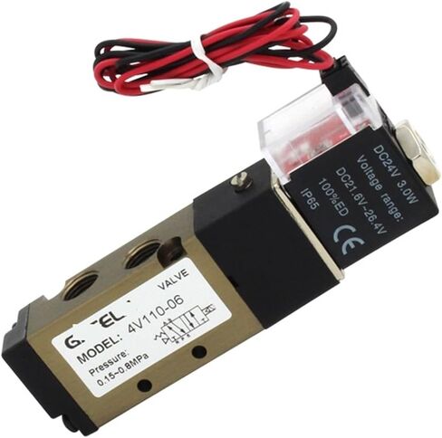 4v110-06 5 Way 2 الموضع 1/8inch الصمام الملف اللولبي الهوائي DC 24V DC 12V AC 110V AC220V مع 4 مم 6 مم 8 مم 1PC (تركيبات 6 مم-03،4V110-06 DC12V) in Saudi Arabia