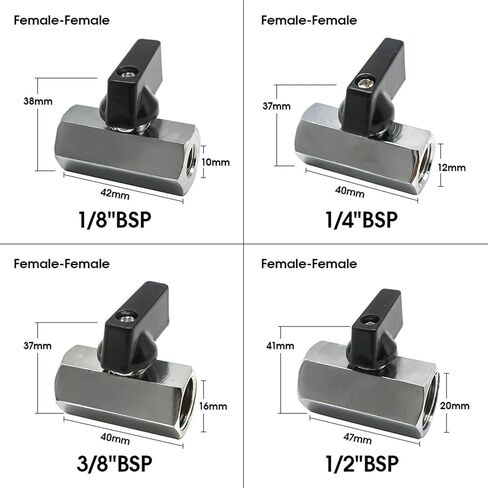 Brass Ball Valve 1/8 Quot; 1/4 Quot; 3/8 Quot; 1/2 Quot; BSP Threaded Mini Male To Female Air Compressor Water Gas Oil Shut Off Valve 1Pcs(Male To Female,1/8 Inch) in Saudi Arabia