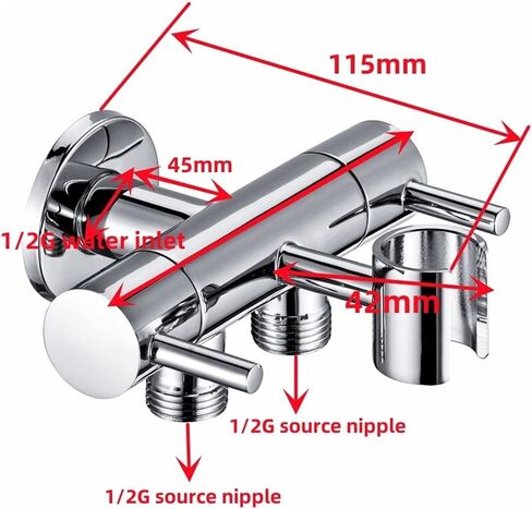 Brass Diverter Valve One-in Two-out Water Angle Valves Water Separator Shower Head Adapter with Bracket for Bathroom Accessories 1Pcs in Saudi Arabia