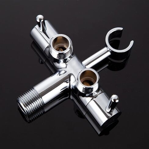 Brass Diverter Valve One-in Two-out Water Angle Valves Water Separator Shower Head Adapter with Bracket for Bathroom Accessories 1Pcs in Saudi Arabia