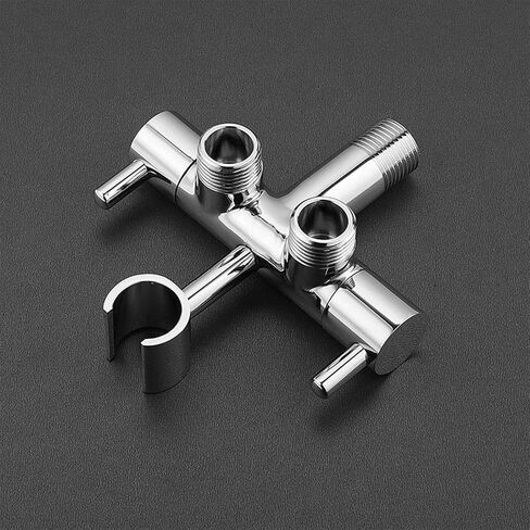 Brass Diverter Valve One-in Two-out Water Angle Valves Water Separator Shower Head Adapter with Bracket for Bathroom Accessories 1Pcs in Saudi Arabia