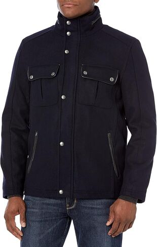 Cole Haan Signature Men's Wool Melton Stand Collar Jacket with Patch Pockets in Saudi Arabia
