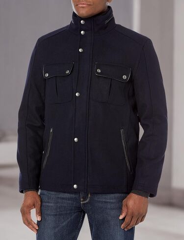 Cole Haan Signature Men's Wool Melton Stand Collar Jacket with Patch Pockets in Saudi Arabia