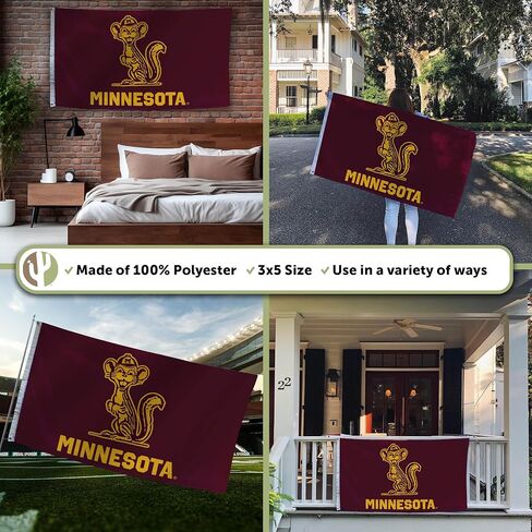 Desert Cactus University of Minnesota UM Flag - 3 × 5 أقدام لافتة GoPhers الذهبية ، النسيج المتين الداخلي/الخارجي ، تصميم البوليستر 100 ٪ (النمط Z) in Kuwait