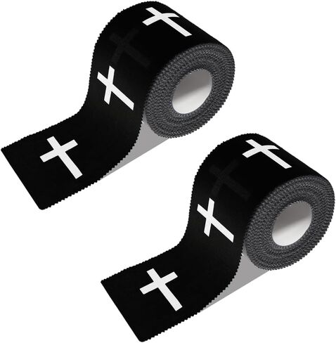 2Pcs Christian Cross Athletic Sports Wrap Tape 2in x 23ft Jesus Cotton Zinc Oxied White Wrist Tape for Tennis Baseball Soccer Boxing, Christian Gifts for Men Women in Kuwait
