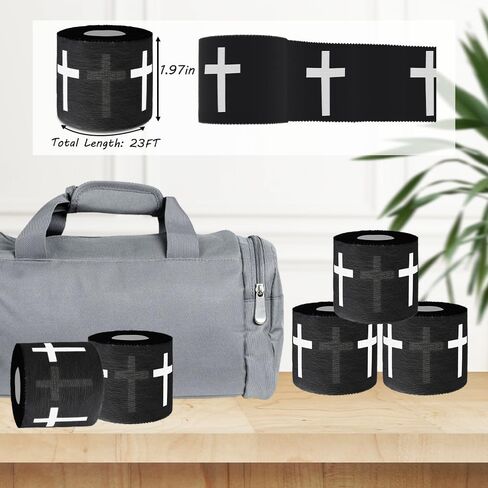 2Pcs Christian Cross Athletic Sports Wrap Tape 2in x 23ft Jesus Cotton Zinc Oxied White Wrist Tape for Tennis Baseball Soccer Boxing, Christian Gifts for Men Women in Kuwait