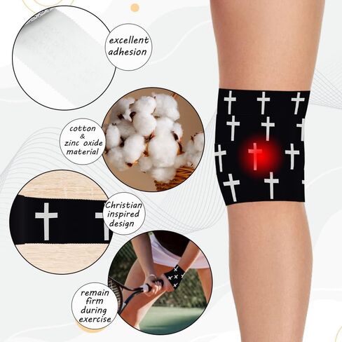 2Pcs Christian Cross Athletic Sports Wrap Tape 2in x 23ft Jesus Cotton Zinc Oxied White Wrist Tape for Tennis Baseball Soccer Boxing, Christian Gifts for Men Women in Kuwait