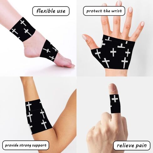 2Pcs Christian Cross Athletic Sports Wrap Tape 2in x 23ft Jesus Cotton Zinc Oxied White Wrist Tape for Tennis Baseball Soccer Boxing, Christian Gifts for Men Women in Kuwait