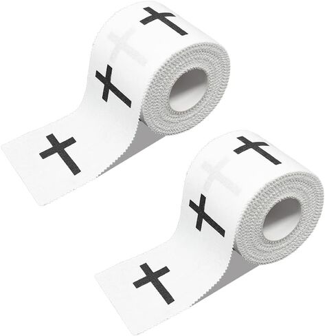 2Pcs Christian Cross Athletic Sports Wrap Tape 2in x 23ft Jesus Cotton Zinc Oxied White Wrist Tape for Tennis Baseball Soccer Boxing, Christian Gifts for Men Women in Kuwait