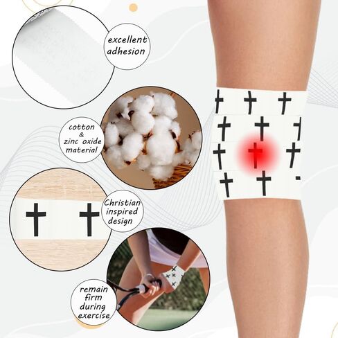 2Pcs Christian Cross Athletic Sports Wrap Tape 2in x 23ft Jesus Cotton Zinc Oxied White Wrist Tape for Tennis Baseball Soccer Boxing, Christian Gifts for Men Women in Kuwait